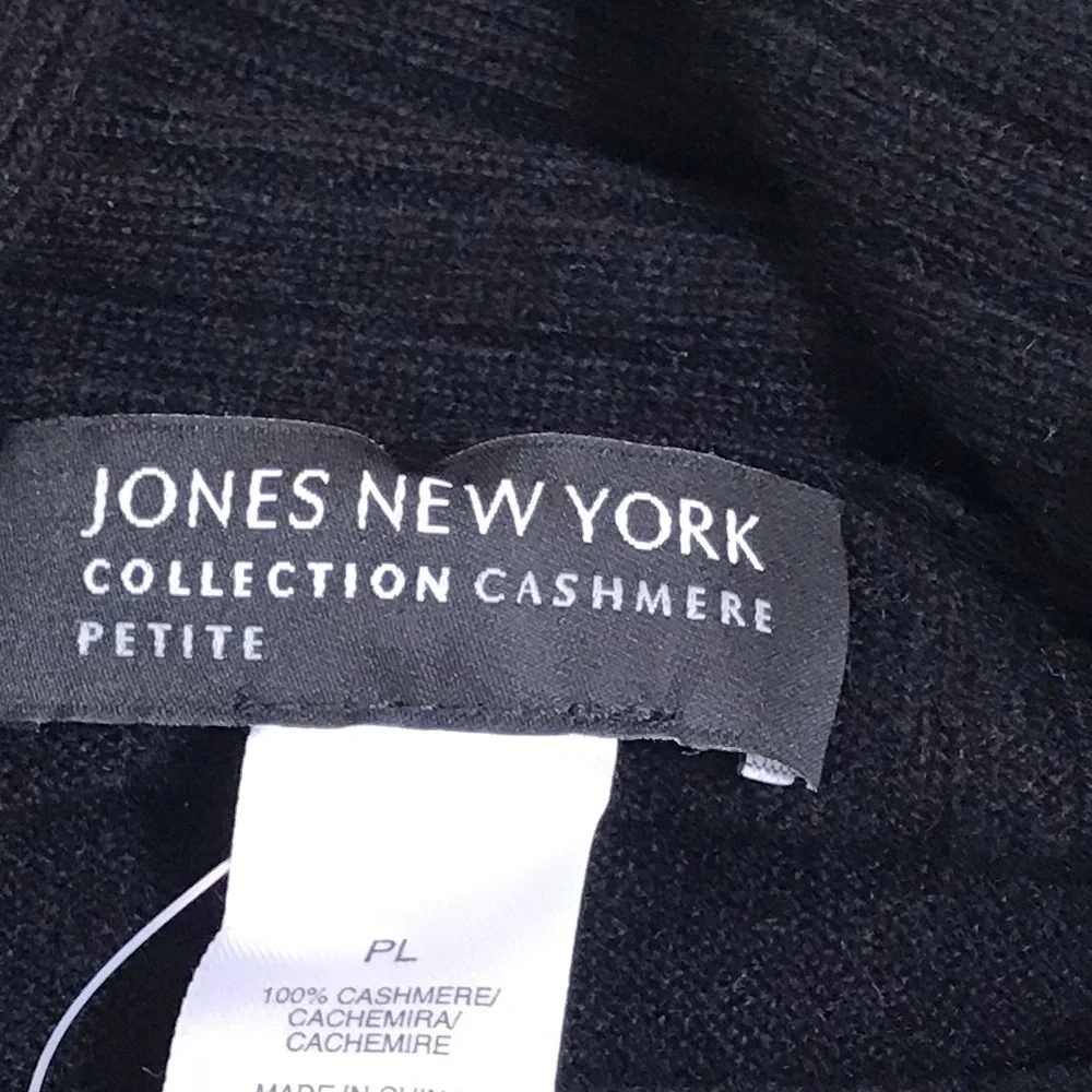 Jones New York NEW 100% Cashmere Sweater Cowl Shawl Collar Ribbed Minimalist P L - Picture 5 of 15